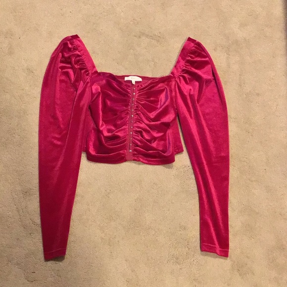 Klesis Pink Velvet Long Sleeve Top - Picture 2 of 5